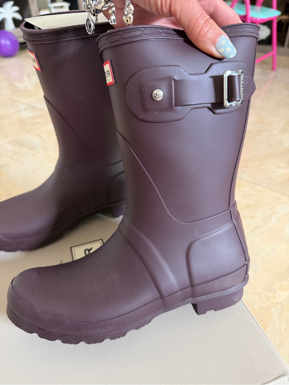 Hunter Rainboots Dark Purple Size 7/8 - Picture 15 of 16
